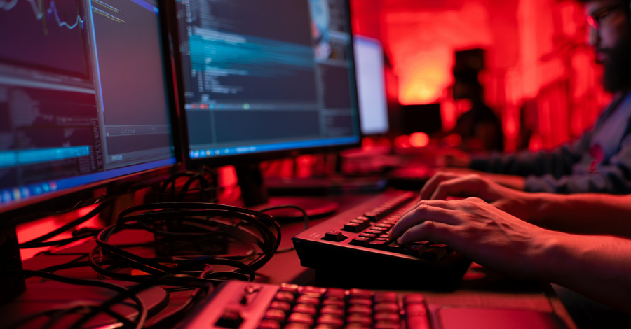 Screenshot of the fake 'Slinky' Minecraft hack launcher with a menacing appearance.