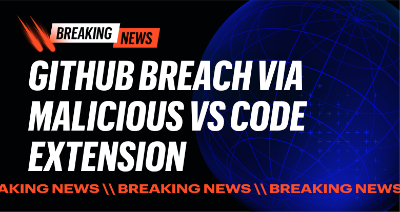 Visual Studio Code IDE interface with a red warning symbol overlayed, symbolizing a security breach.