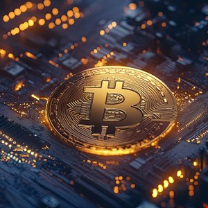 Cracked digital vault with Bitcoin symbols spilling out, Bitcoin Depot logo in background