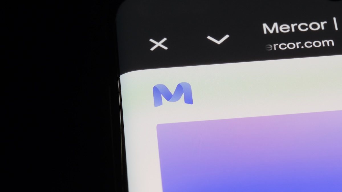 Mercor AI recruiting platform interface with red breach alert overlay and LiteLLM logo