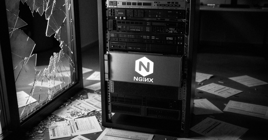 A stylized illustration of a server rack with a red warning symbol overlayed.