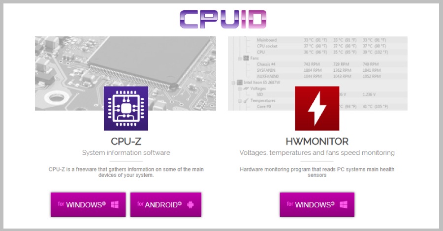 Malicious CPU-Z download warning on compromised CPUID website with STX RAT alert