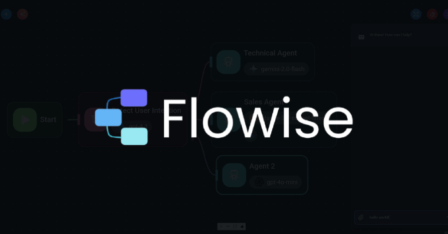 Flowise AI dashboard showing vulnerable CustomMCP node with RCE warning overlay