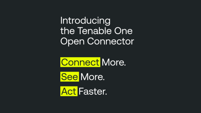 A graphic representing interconnected data streams flowing into a central hub labeled Tenable One.