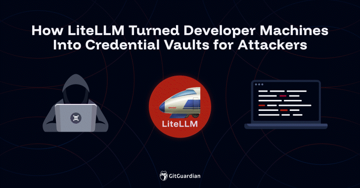 Terminal window installing malicious LiteLLM package with credential paths exposed