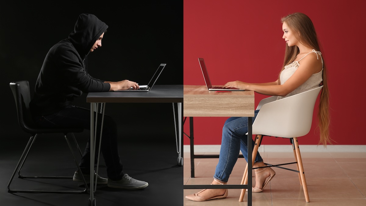 Screenshot of a Telegram chat with scam-related messages, or a stylized image representing digital threats originating from Southeast Asia.